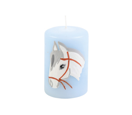 Ahrens Kinder-Motiv-Lebenslicht-Kerze "Pferd" blau