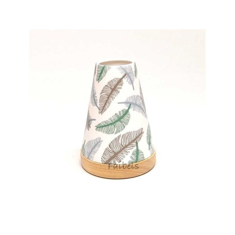 Glowing Candle Holder Vintage Style Puri Federblätter graubraungrün