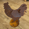 Edelrost Huhn "Poulet" auf Platte mit 3D-Effekt