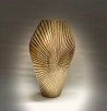 Edle Design-Vase gold mit Streifenoptik