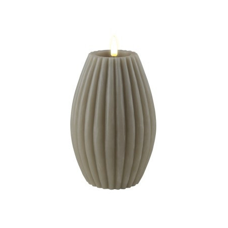 Echtwachs-LED-Stump-Kerze Rille|Deluxe Homeart| Sand 15cm