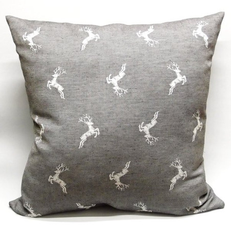 Edles Zierkissen Jacquard Hirsch 50x50cm | anthrazit