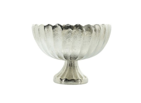 Schale auf Fuß Streifen klein| Silber Alu Nickel | LC Home