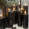Echtwachs-LED-Stumpenkerze | Deluxe Homeart | schwarz 15cm