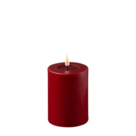 Echtwachs-LED-Stumpenkerze |Deluxe Homeart| Bordeaux-rot 10cm