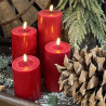Echtwachs-LED-Stumpenkerze |Deluxe Homeart| Bordeaux-rot 10cm