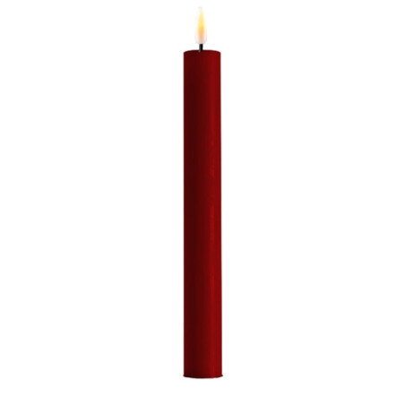 Echtwachs-LED-Stab-Kerze 2er Set|Deluxe Homeart| Bordeaux-Rot 24cm