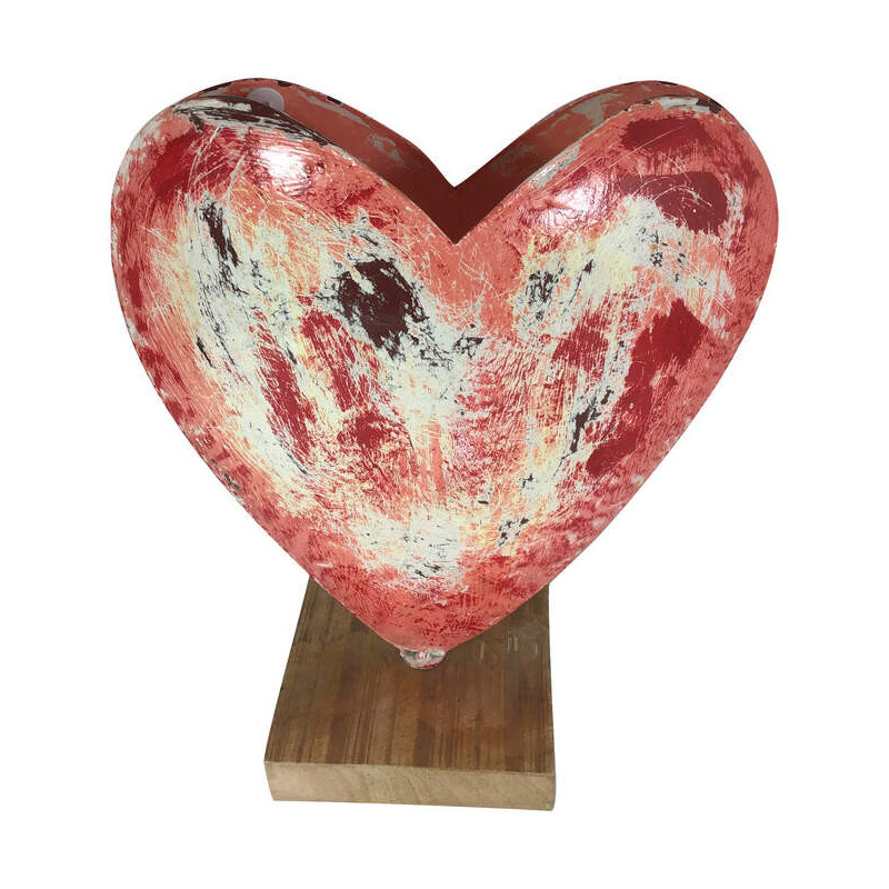 Deko-Vase Metall Herz bunt rot gold silber grau