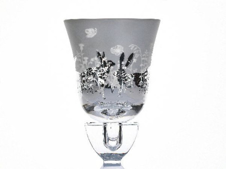 Kerzenhalter Teelicht-Aufsatzglas Motiv Hase weiß-silber