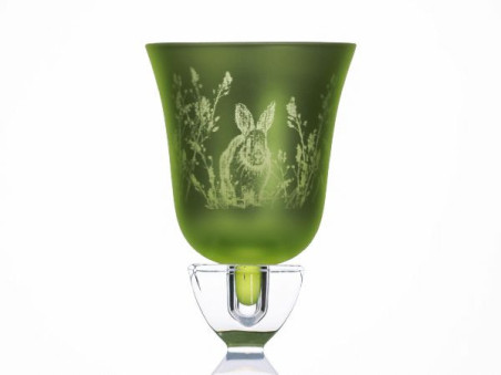 Kerzenhalter Teelicht-Aufsatzglas Motiv Hase grün