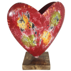 Deko-Vase Metall Herz bunt rot gold silber grau
