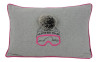 Edles Zierkissen Stick Alpine Ski Team "Milo"  | grau-pink