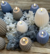 Echtwachs-LED-Stump-Kerze Rille|Deluxe Homeart| Creme-weiß 15cm