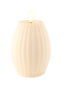 Echtwachs-LED-Stump-Kerze Rille|Deluxe Homeart| Creme 10cm