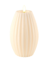 Echtwachs-LED-Stump-Kerze Rille|Deluxe Homeart| Creme-weiß 15cm