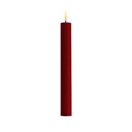 Echtwachs-LED-Stab-Kerze 2er Set|Deluxe Homeart| dunkles rot 24cm
