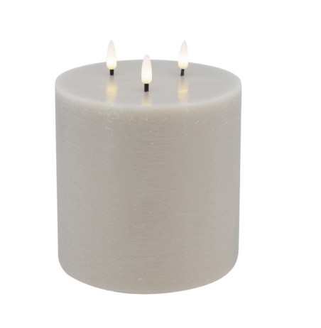 Echtwachs-LED 3-Docht-Kerze |Candela| Sand rustic 15x15cm