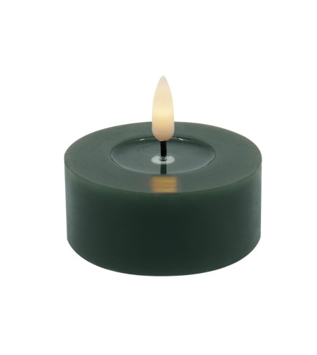 Echtwachs-LED-Teelicht maxi |Candela| dunkles Wintergrün 6,8cm Doppelpack