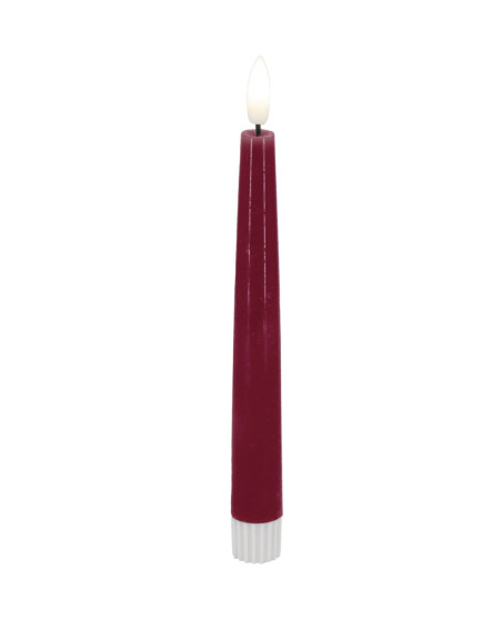 Echtwachs-LED-Dinnerkerze |Candela| Bordeaux-rot 26cm Doppelpack