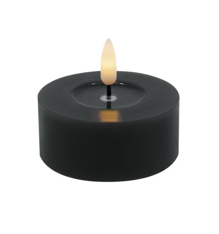 Echtwachs-LED-Teelicht maxi |Candela| schwarz 6,8cm Doppelpack