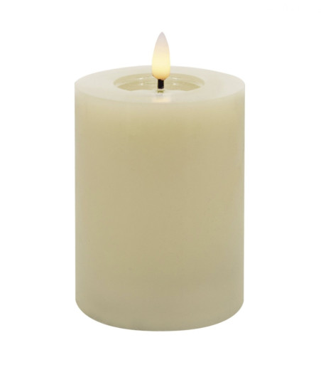 Echtwachs-LED-Stumpenkerze |Candela| Creme-weiß 10cm