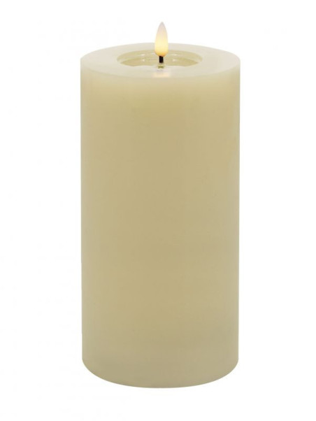 Echtwachs-LED-Stumpenkerze |Candela| Creme-weiß 10x20cm