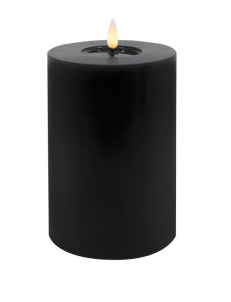 Echtwachs-LED-Stumpenkerze |Candela| schwarz 15cm