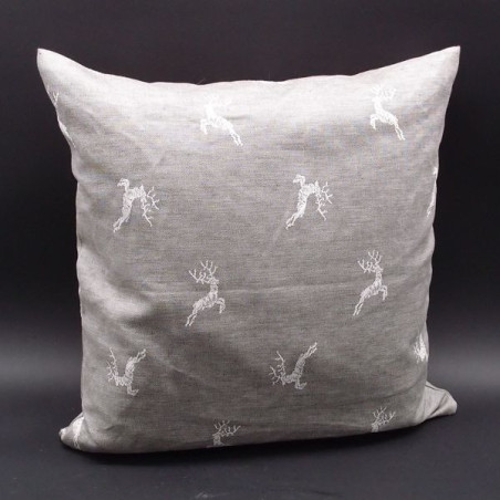Edles Zierkissen Jacquard Hirsch 40x40cm | Taupe