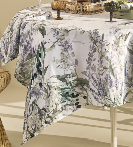 Tischdecke Mitteldecke 115x115cm Parfum de lavande mauve |Garnier Thiebaut