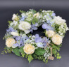 Blütenkranz creme-bleu |Handgefertigtes Unikat| 35 cm