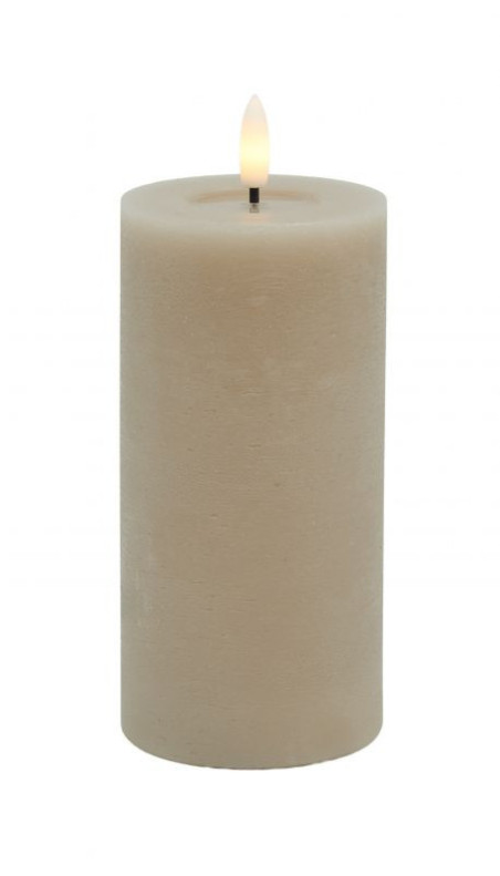 Echtwachs-LED-Stumpenkerze |Candela| Sand-Rustic-Melting 15cm
