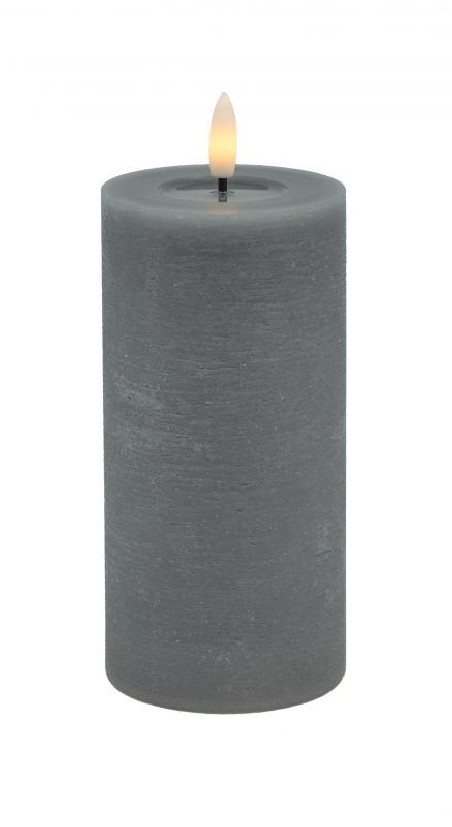 Echtwachs-LED-Stumpenkerze |Candela| Grey-Rustic-Melting 15cm
