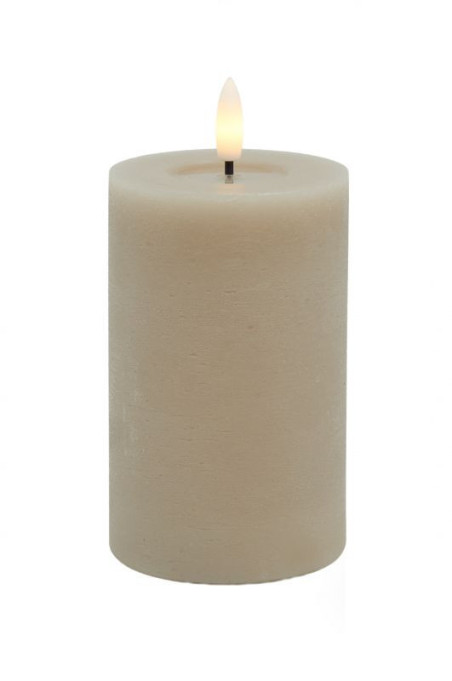 Echtwachs-LED-Stumpenkerze |Candela| Sand-Rustic-Melting 10cm