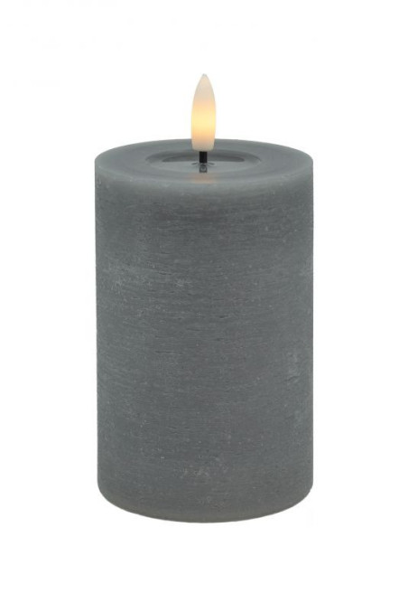 Echtwachs-LED-Stumpenkerze |Candela| Grey-Rustic-Melting 10cm