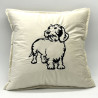 Zierkissen bestickt Rauhaardackel "Maxl" 45x45 | Samt - creme