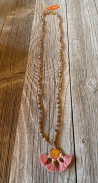 natur Holz perlen rose braun gold halskette necklace the moshi