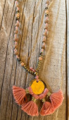 natur Holz perlen rose braun gold halskette necklace the moshi