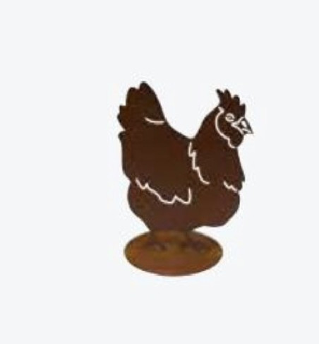 Edelrost Huhn auf Platte "Agnes"