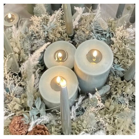 Echtwachs-LED-Stumpenkerze |Deluxe Homeart| salbeigrün 10cm