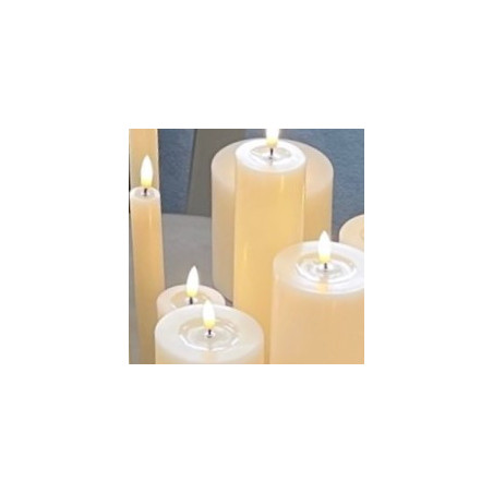 Echtwachs-LED-Stumpenkerze | Deluxe Homeart | creme-weiß 10cm