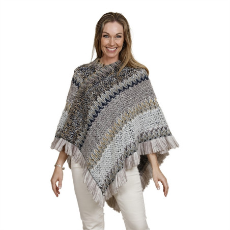 Poncho Strick the moshi grau grey Mix natur Margaret Winter 2022