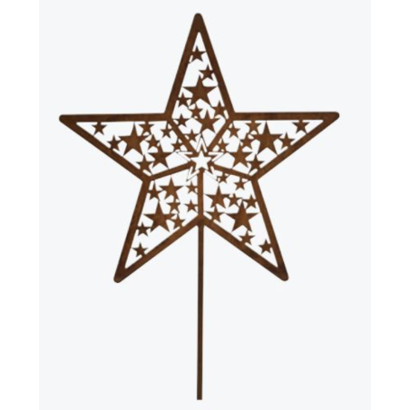 2 Weihnachtssterne Aus Metall Im Edelrost-Look – Garten-Stecker, 78 Cm Hoch, Für Stimmungsvolle Dekoration