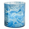 Windlicht Maritim mit Fische | Votivlicht blau-silber