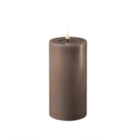 Echtwachs-LED-Stumpenkerze |Deluxe Homeart| Mokka-braun 15cm