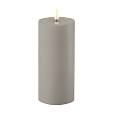 LED-Stumpenkerze Outdoor|Deluxe Homeart| grau 15cm