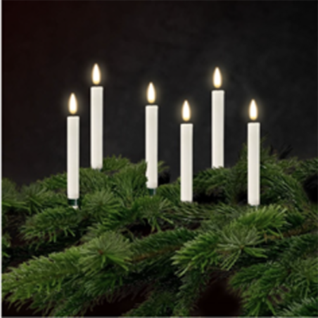 Weihnachtsbaumkerzen Echtwachs-LED |Deluxe Homeart| weiß 6St.