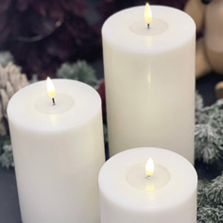 Echtwachs-LED-Stumpenkerze |Deluxe Homeart| weiß 20cm